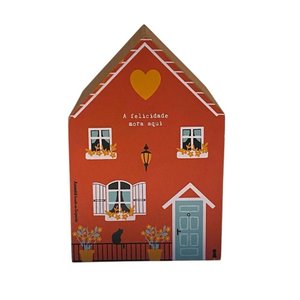 Enfeite Casinha Bloco Decor Felicidade Mora Aqui em Mdf 15cm