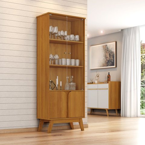 Cristaleira para Sala de Jantar Retrô Madri Marrom/Marromle