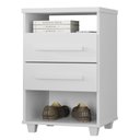 Ver imagem 1 de Mesa de Cabeceira 2 Gavetas 2 Nichos 45 cm Valente Plus Branco Rudk