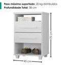 Ver imagem 3 de Mesa de Cabeceira 2 Gavetas 2 Nichos 45 cm Valente Plus Branco Rudk