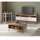 Ver imagem 1 de Kit para Sala de Estar Rack e Mesa de Centro e Carrinho Bar Liberty Marrom