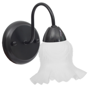 Arandela Colonial Preta de Parede com Tulipa Caracol Fosca