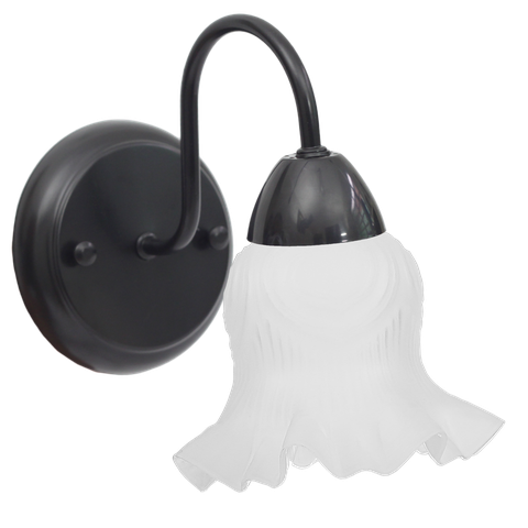 Arandela Colonial Preta de Parede com Tulipa Caracol Fosca