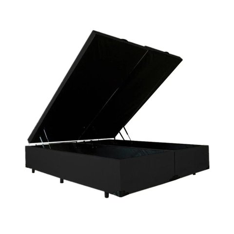 Box Baú Bipartido King 1,93x2,03 Conceito Preto - Corino
