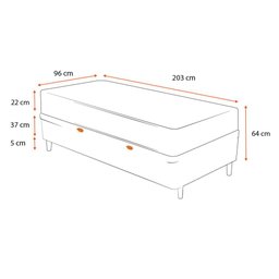 Cama Box com Baú Solteiro King + Colchão de molas Anjos Classic Superlastic 96cm - 2