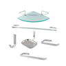 Kit Acessórios para Banheiro Quadrado Aço Inox 6 Peças com Porta Shampoo Vidro Canto Cód. 1883 - 1