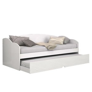 Sofá Cama Solteiro Funny III c/ Auxiliar Branco - Conquista