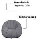 Ver imagem 3 de Kit Poltrona Base Giratória C/ Almofada e Puff Concha Veludo Cor Cinza