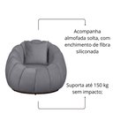 Ver imagem 2 de Kit Poltrona Base Giratória C/ Almofada e Puff Concha Veludo Cor Cinza