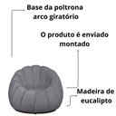 Ver imagem 4 de Kit Poltrona Base Giratória C/ Almofada e Puff Concha Veludo Cor Cinza