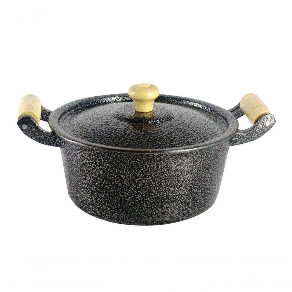 Caçarola Panela Reta Craqueada de Alumínio Preta 36cm - 1