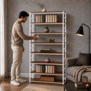 Ver imagem 3 de Estante Multiuso Organizador Livreiro Estilo Industrial 180x100 Branco Imbuia