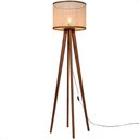 Ver imagem 1 de Luminária de Chão Madri com Pés de Madeira e Tela Indiana Borda Marrom 158cm