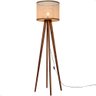 Luminária de Chão Madri com Pés de Madeira e Tela Indiana Borda Marrom 158cm - 1