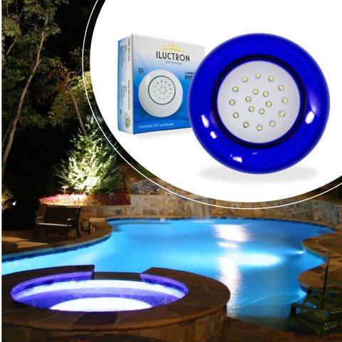 kit 3x Luminária Piscina Led Smd Ø125mm 18w Luz 6500k acabamento Azul St1077