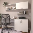 Ver imagem 1 de Escrivaninha Mesa Escritório com Armário Baixo e Aéreo com Chave Modular Conjuntocubos 170cm Branco