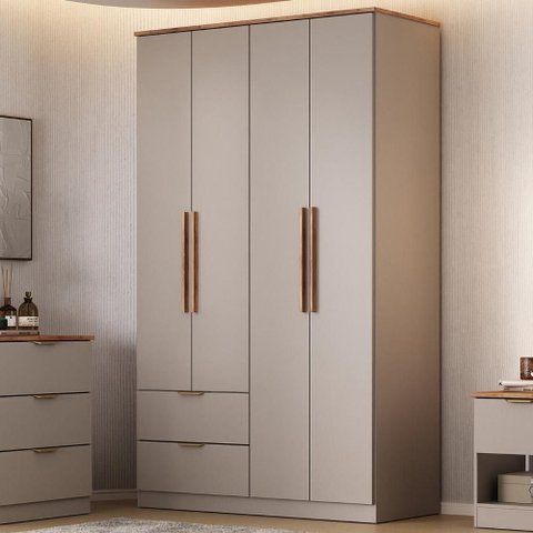 Guarda Roupa Solteiro 4 Portas Milan Carraro Avelã
