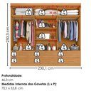 Ver imagem 3 de Guarda Roupa Casal 6 Portas 6 Gavetas Mari 230 cm Cinamomo Zanz