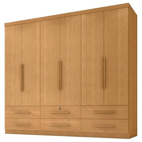 Guarda Roupa Casal 6 Portas 6 Gavetas Mari 230 cm Cinamomo Zanz