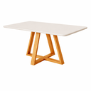 Ver imagem 1 de Mesa de Jantar 4 Lugares 120cm Cor Bege/Off White Pés de Madeira Maciça Cozinha Moderna