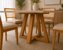 Ver imagem 3 de Mesa de Jantar 4 Lugares 120cm Cor Bege/Off White Pés de Madeira Maciça Cozinha Moderna