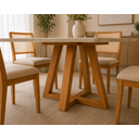 Ver imagem 3 de Mesa de Jantar 4 Lugares 120cm Cor Bege/Off White Pés de Madeira Maciça Cozinha Moderna