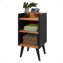Ver imagem 5 de Mesa de Cabeceira Criado Quarto Escritório Max Retro - Preto e Cinamomo