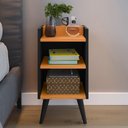 Ver imagem 2 de Mesa de Cabeceira Criado Quarto Escritório Max Retro - Preto e Cinamomo