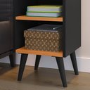 Ver imagem 3 de Mesa de Cabeceira Criado Quarto Escritório Max Retro - Preto e Cinamomo