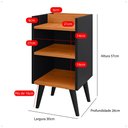 Ver imagem 7 de Mesa de Cabeceira Criado Quarto Escritório Max Retro - Preto e Cinamomo