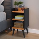 Ver imagem 1 de Mesa de Cabeceira Criado Quarto Escritório Max Retro - Preto e Cinamomo