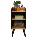 Ver imagem 6 de Mesa de Cabeceira Criado Quarto Escritório Max Retro - Preto e Cinamomo