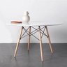 Mesa 120cm Redonda Eiffel Eames Pés de Madeira Design Contemporâneo - 2