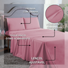 Roupa de Cama Casal 400 Fios 4 Peças com Virol Hotel Pousada Macio Acetinado:rose - 5