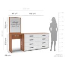 Ver imagem 3 de Cômoda Penteadeira Valência 8 Gavetas Espelho 209x160cm Branco/Freijó 250801