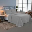 Ver imagem 2 de Kit Cobre Leito Colcha Bellini King Dupla Face Percal 300 Fios Textura Matelassê 3 Peças - Cinza