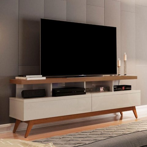 Rack para TV Cairo 55 Polegadas 160cm MDP MDF Freijó Off White Germai Móveis