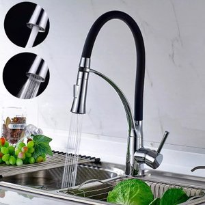 Torneira Gourmet Cozinha Monocomando Flexível Mangueira Preta