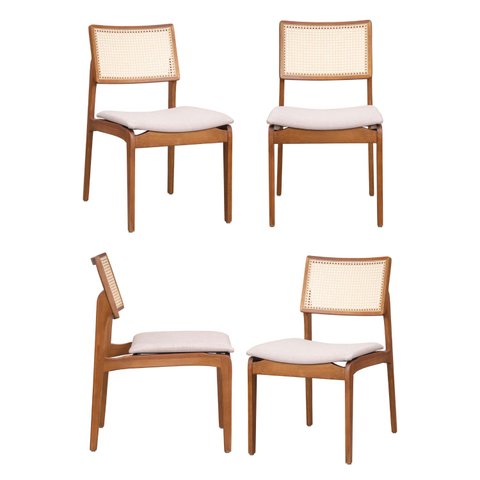 Kit com 04 Cadeiras Madeira Maciça Estela CabeCasa MadeiraOriginals