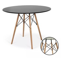 Mesa 120cm Redonda Eiffel Eames Pés de Madeira Design Mdf Tx - 5