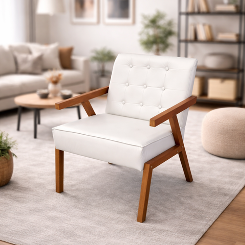 Poltrona Zara Corino Moderno Sala de Estar Escritório Quarto:branco