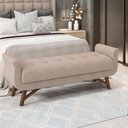 Ver imagem 1 de Puff Recamier Decorativo com Pés em Madeira 140 cm Itália P05 Linho Bege Escuro - Lyam Decor