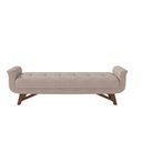Ver imagem 2 de Puff Recamier Decorativo com Pés em Madeira 140 cm Itália P05 Linho Bege Escuro - Lyam Decor