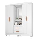 Ver imagem 2 de Roupeiro Capela Lite 30460 4 Portas Nicho Penteadeira com Espelho - Branco Móveis Leão