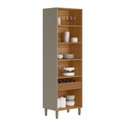 Ver imagem 3 de Cristaleira Jantar 2 Portas Vidro 180CMX70CM Allure Marrom/Jequitibá/Gris Fosco