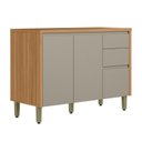 Ver imagem 2 de Balcao para Cozinha 2 Portas e 3 Gavetas 120cm Allure Marrom/Jequitibá/Gris Fosco