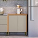Ver imagem 1 de Balcao para Cozinha 2 Portas e 3 Gavetas 80cm Allure Marrom/Jequitibá/Gris Fosco