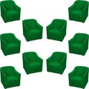 Ver imagem 1 de Kit 10 Poltronas Decorativa Mila Pé de Plástico Cromado - Verde Suede
