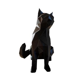 Gato Sentado Decorativo - Estatueta 15 Cm Altura -Toque 3D: Preto