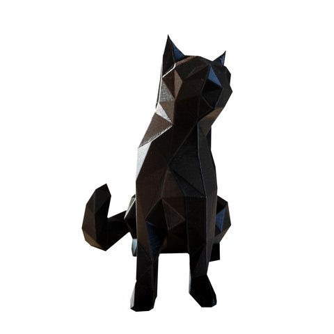Gato Sentado Decorativo - Estatueta 15 Cm Altura -Toque 3D: Preto